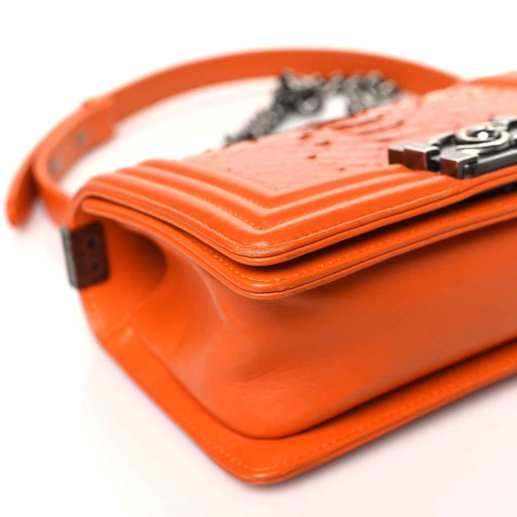 Chanel Snakeskin Small Boy Flap Orange