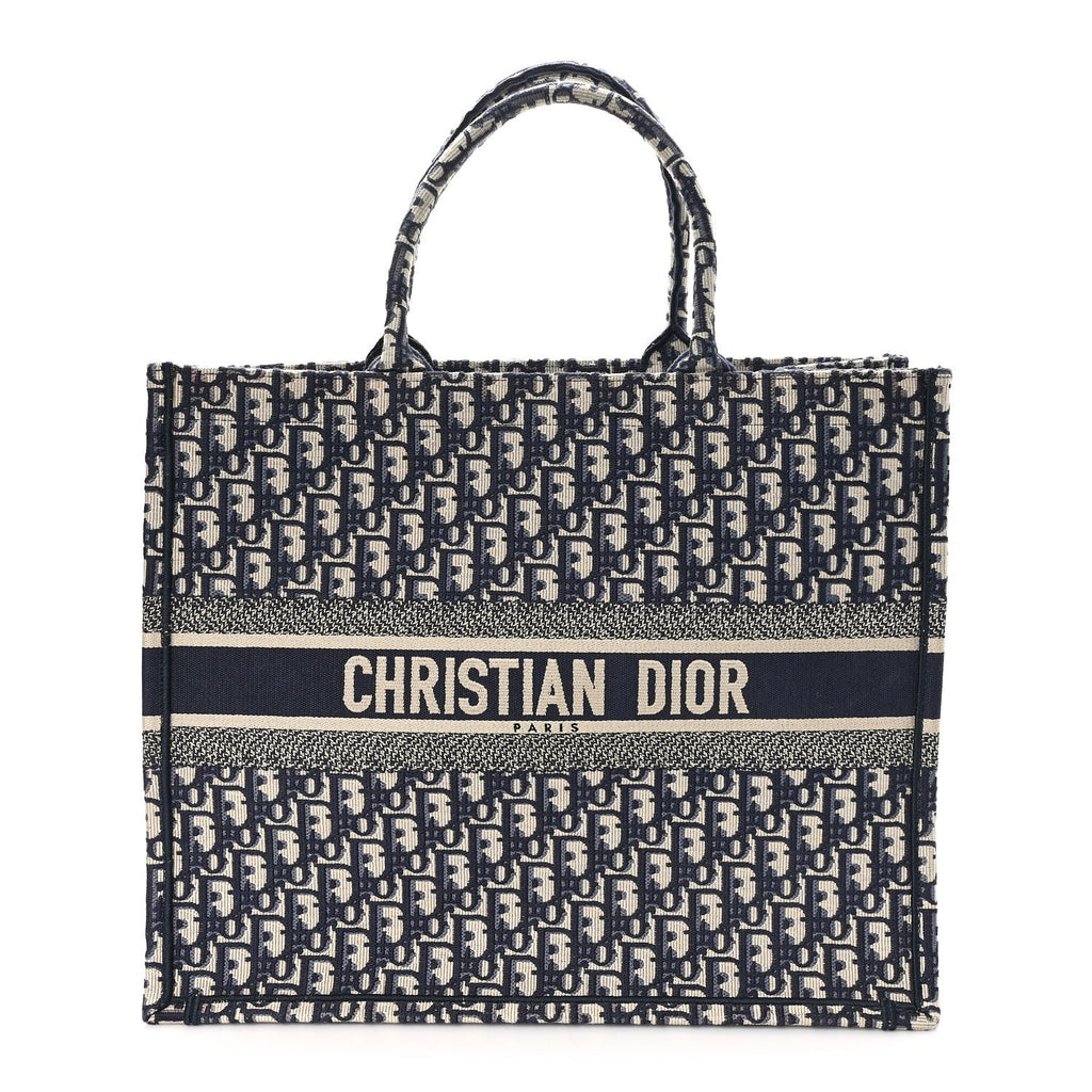 Christian Dior Oblique Large Book Tote Blue Multicolor