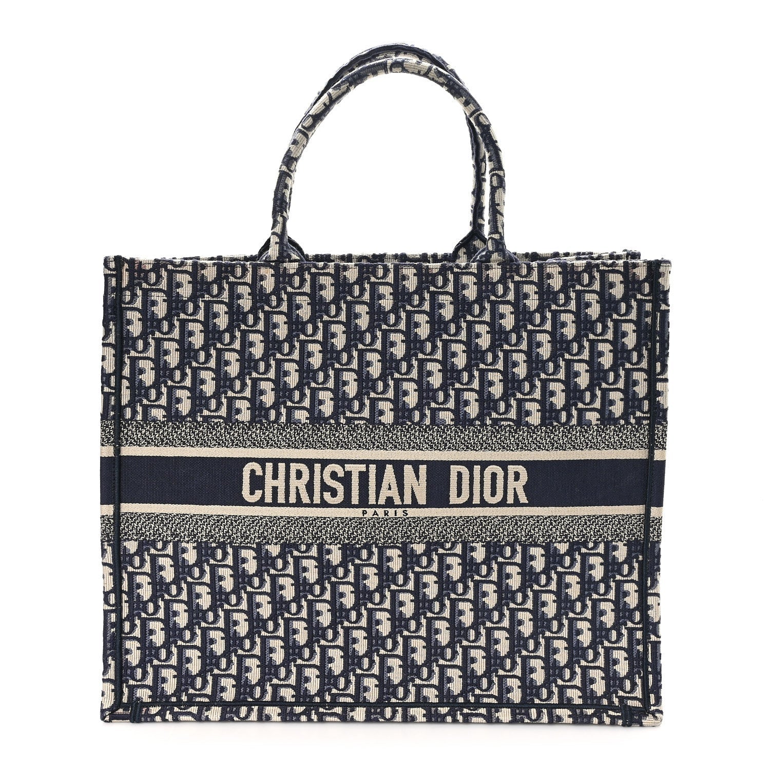Christian Dior Oblique Large Book Tote Blue Multicolor