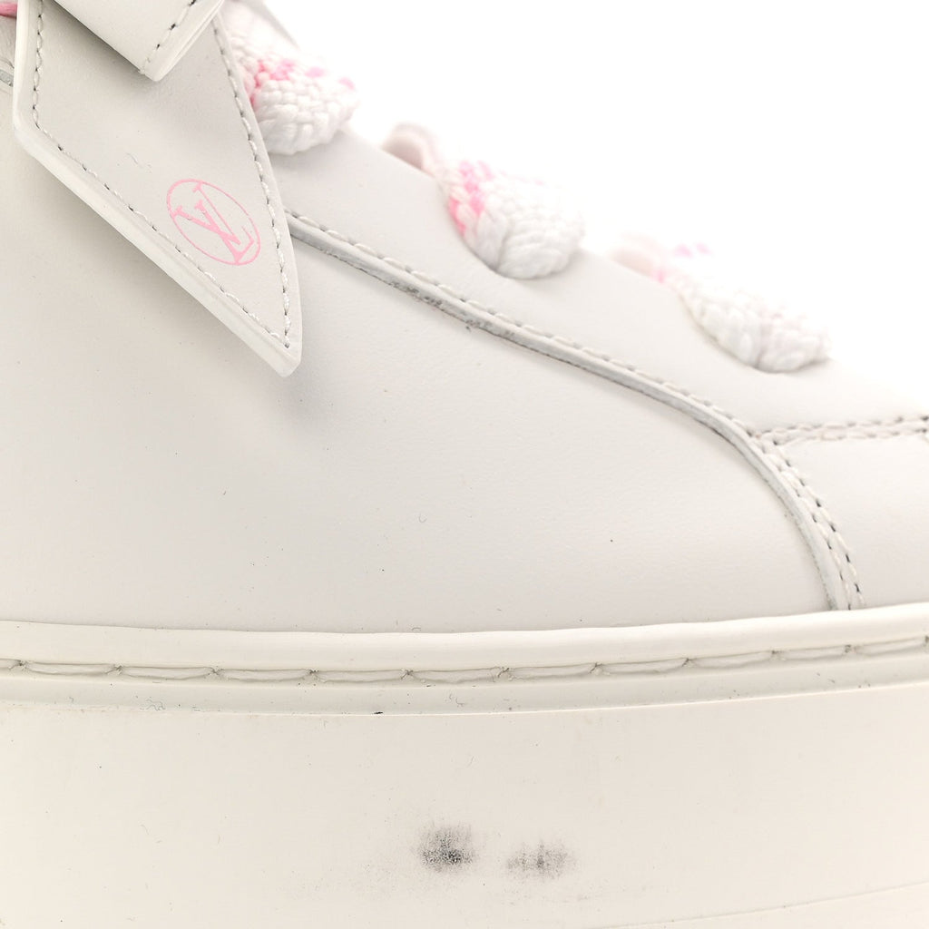 Louis Vuitton Calfskin Time Out Bow Sneakers 38 White Pink