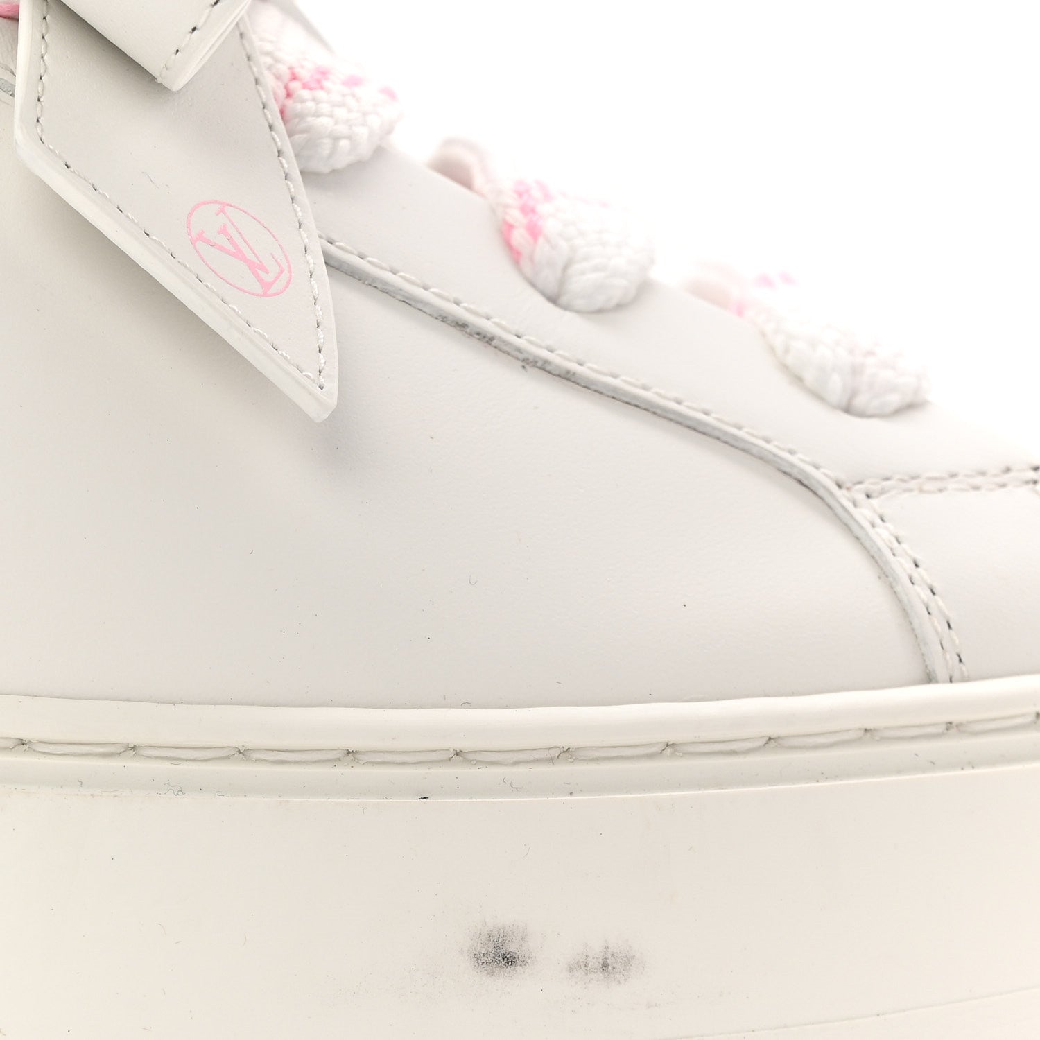 Louis Vuitton Calfskin Time Out Bow Sneakers 38 White Pink