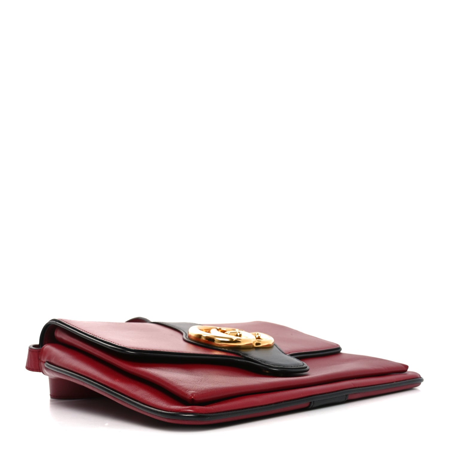 Gucci Calfskin Medium Arli Flap Shoulder Bag New Cherry Red Black