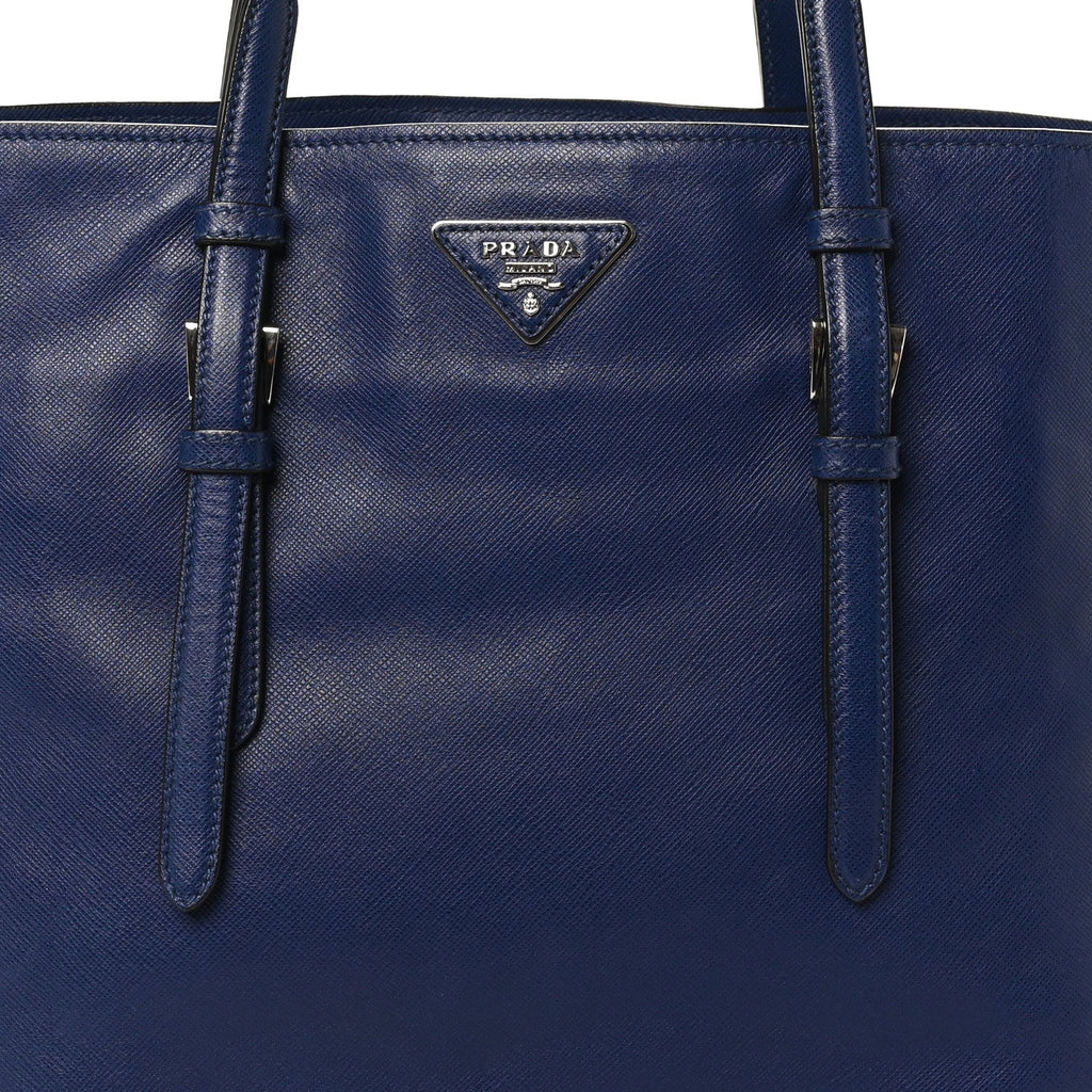 Prada Saffiano Cuir Medium Double Handle Tote Bluette