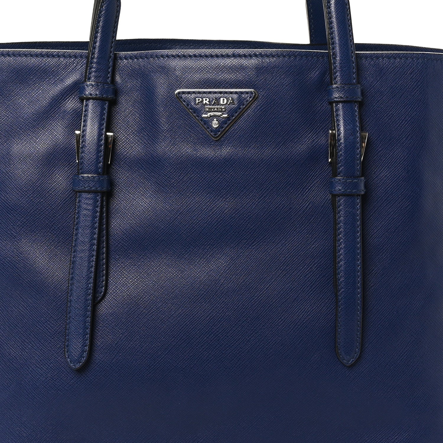 Prada Saffiano Cuir Medium Double Handle Tote Bluette