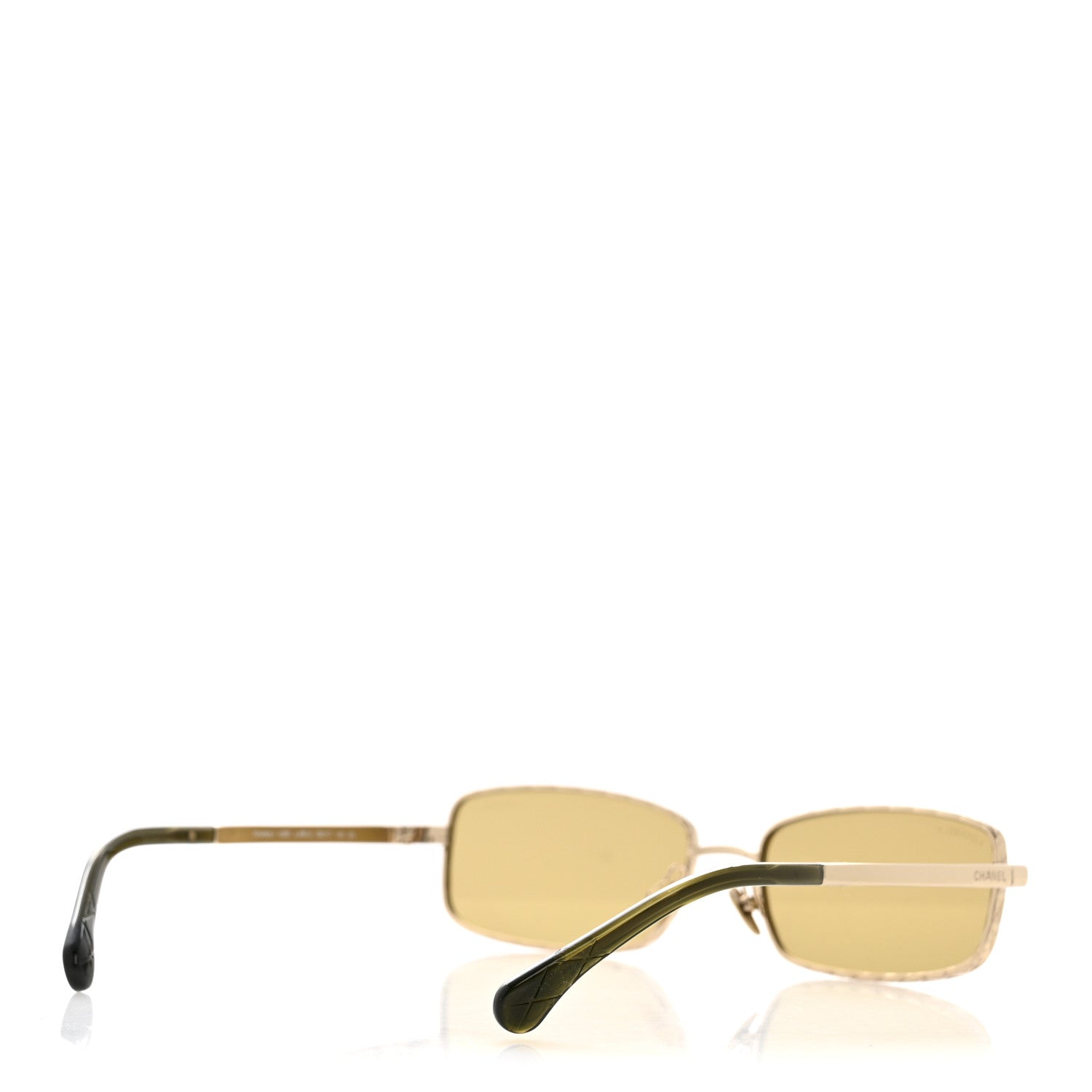 Metal Quilted Rectangle Sunglasses 4295 Green Gold