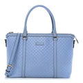 Gucci Soft Microguccissima Small Zippered Satchel Light Blue