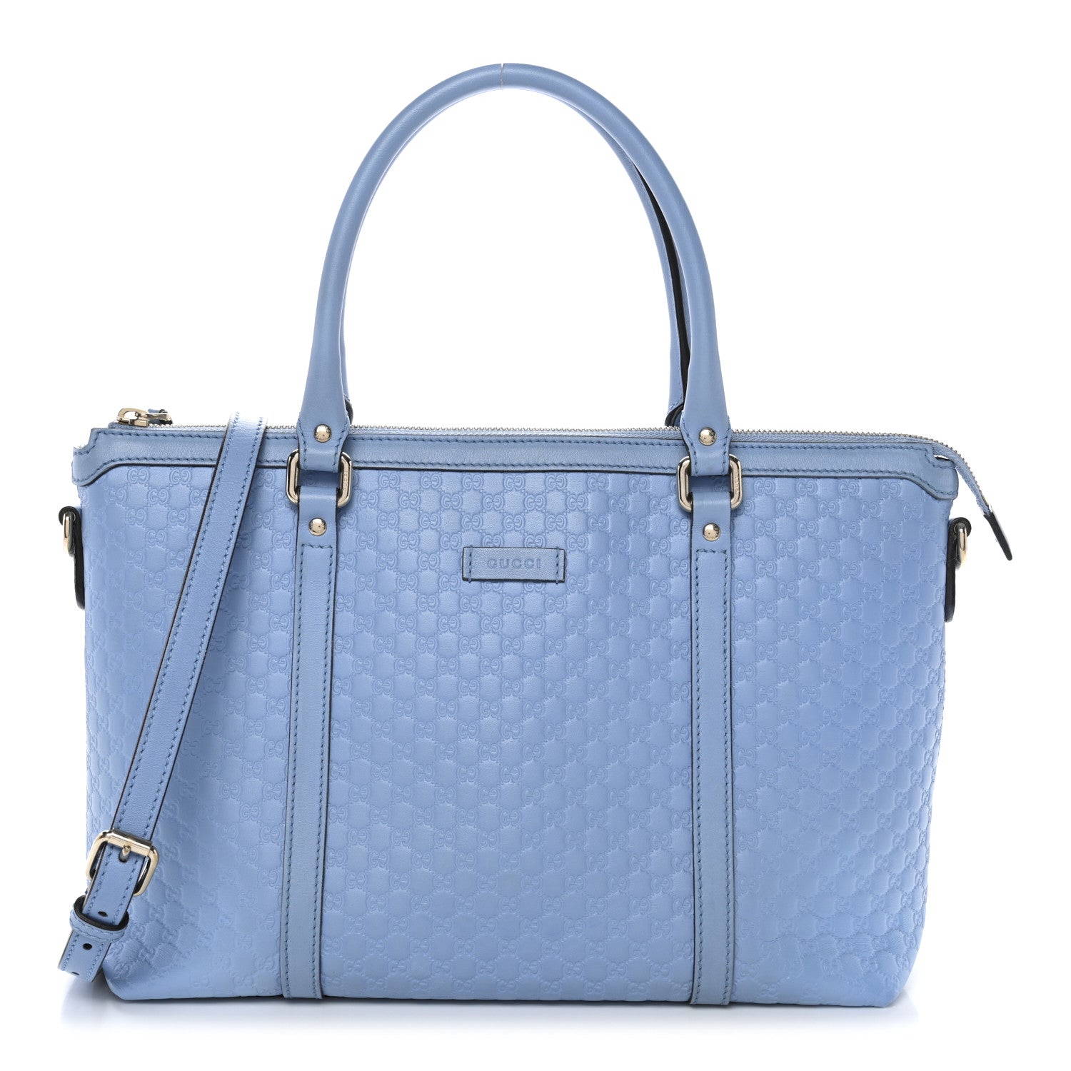 Gucci Soft Microguccissima Small Zippered Satchel Light Blue