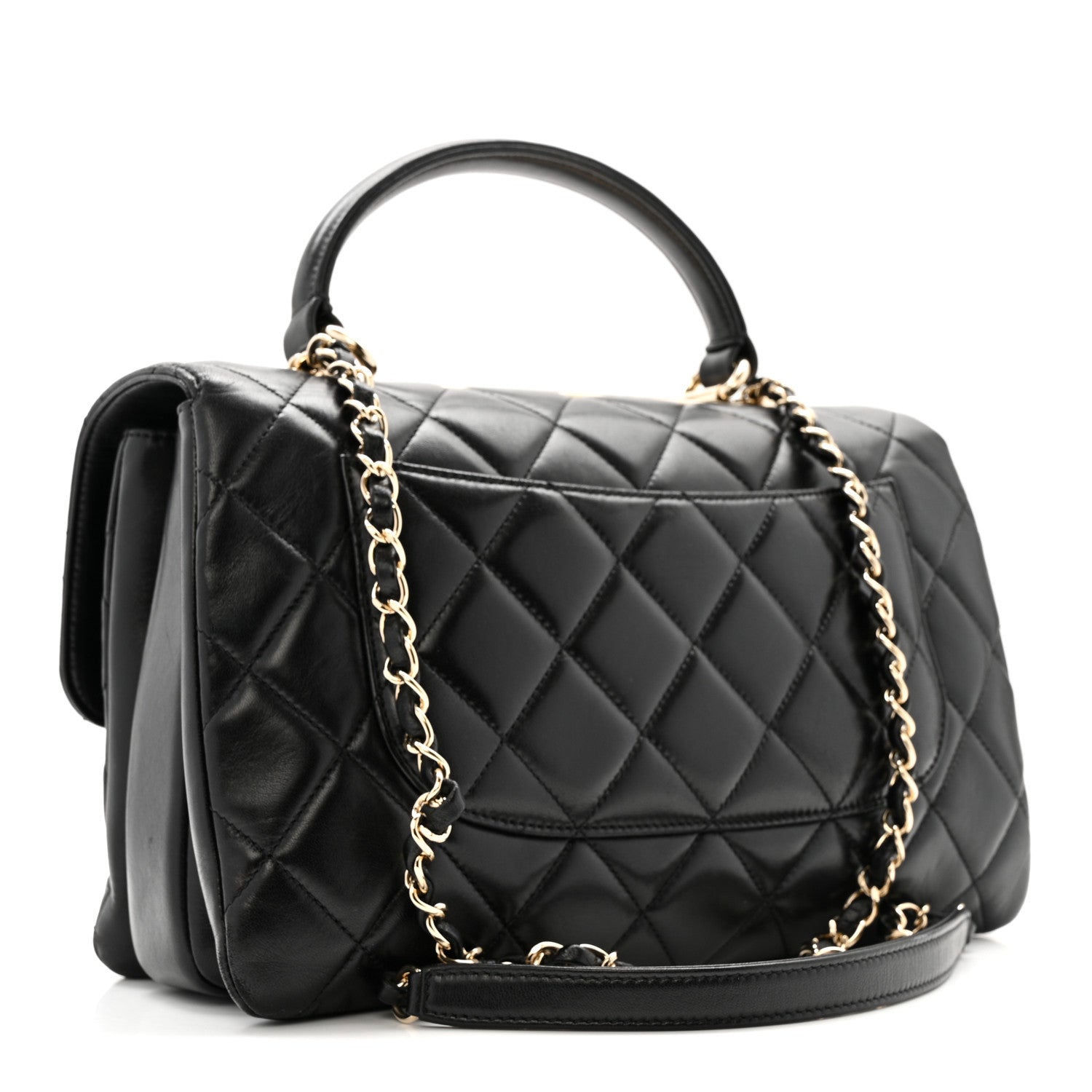 Chanel Lambskin Quilted Medium Trendy CC Flap Dual Handle Bag Black