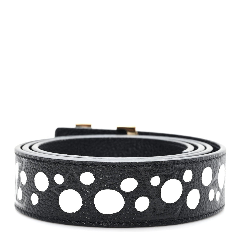 Louis Vuitton X YK Empreinte Dots 30mm LV Belt 80 32 Black White