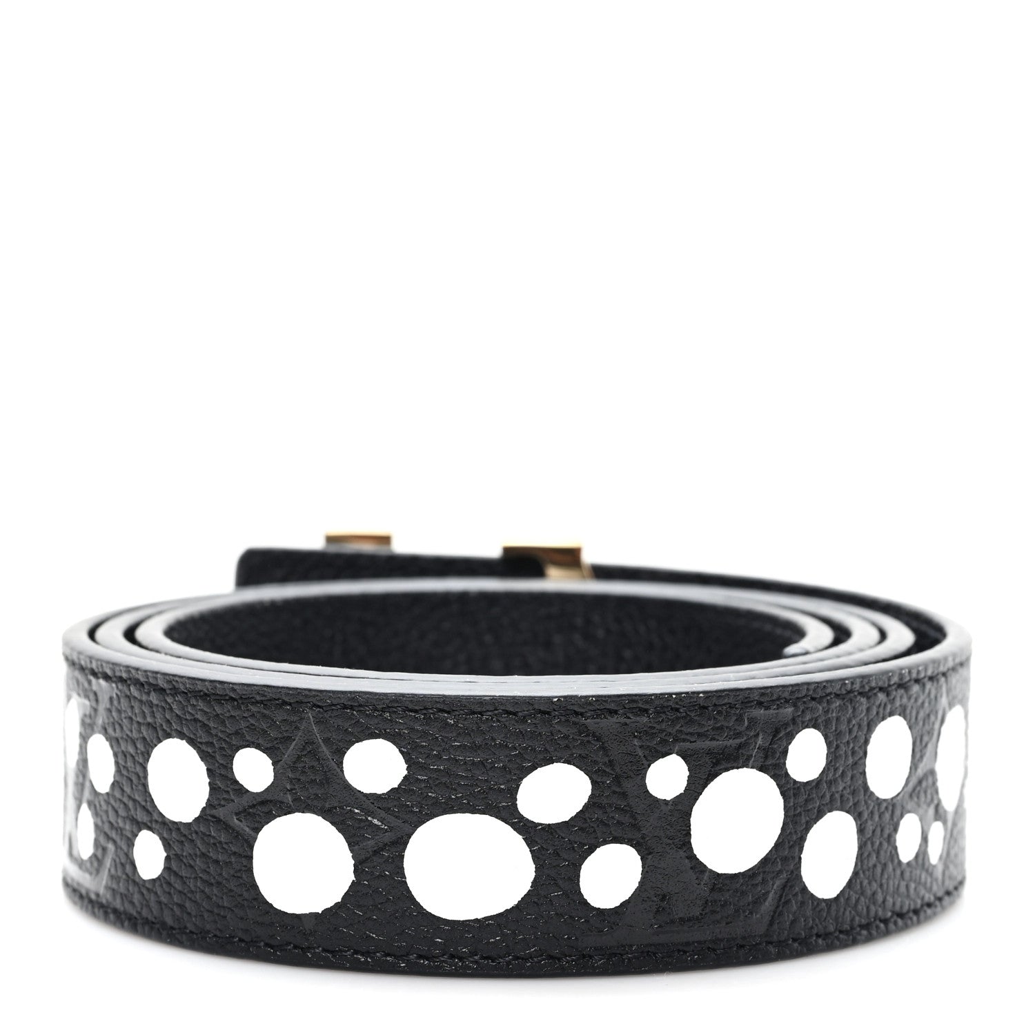 Louis Vuitton X YK Empreinte Dots 30mm LV Belt 80 32 Black White