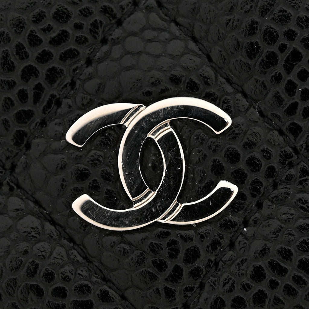 Caviar Quilted Flap Card Holder Black