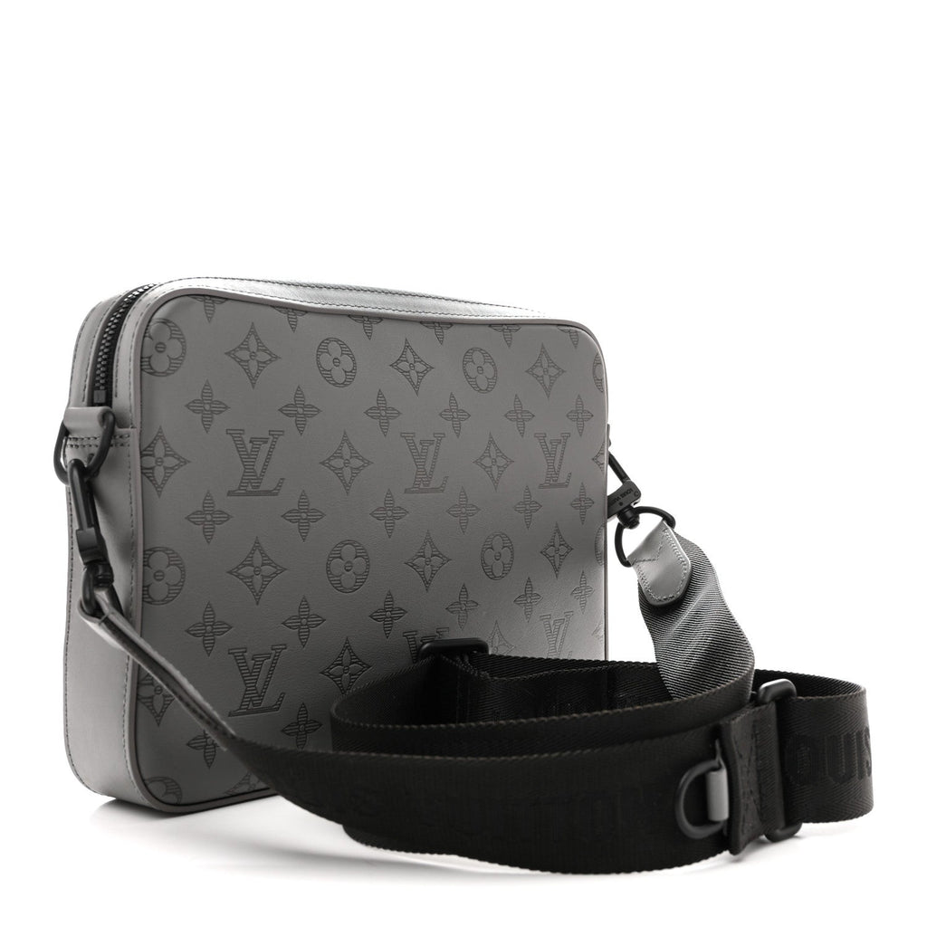 Louis Vuitton Calfskin Monogram Shadow Trio Messenger Anthracite Gray