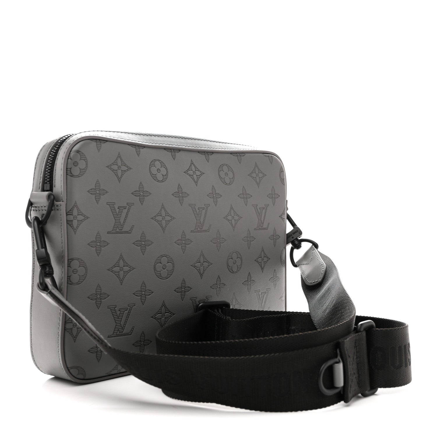 Louis Vuitton Calfskin Monogram Shadow Trio Messenger Anthracite Gray