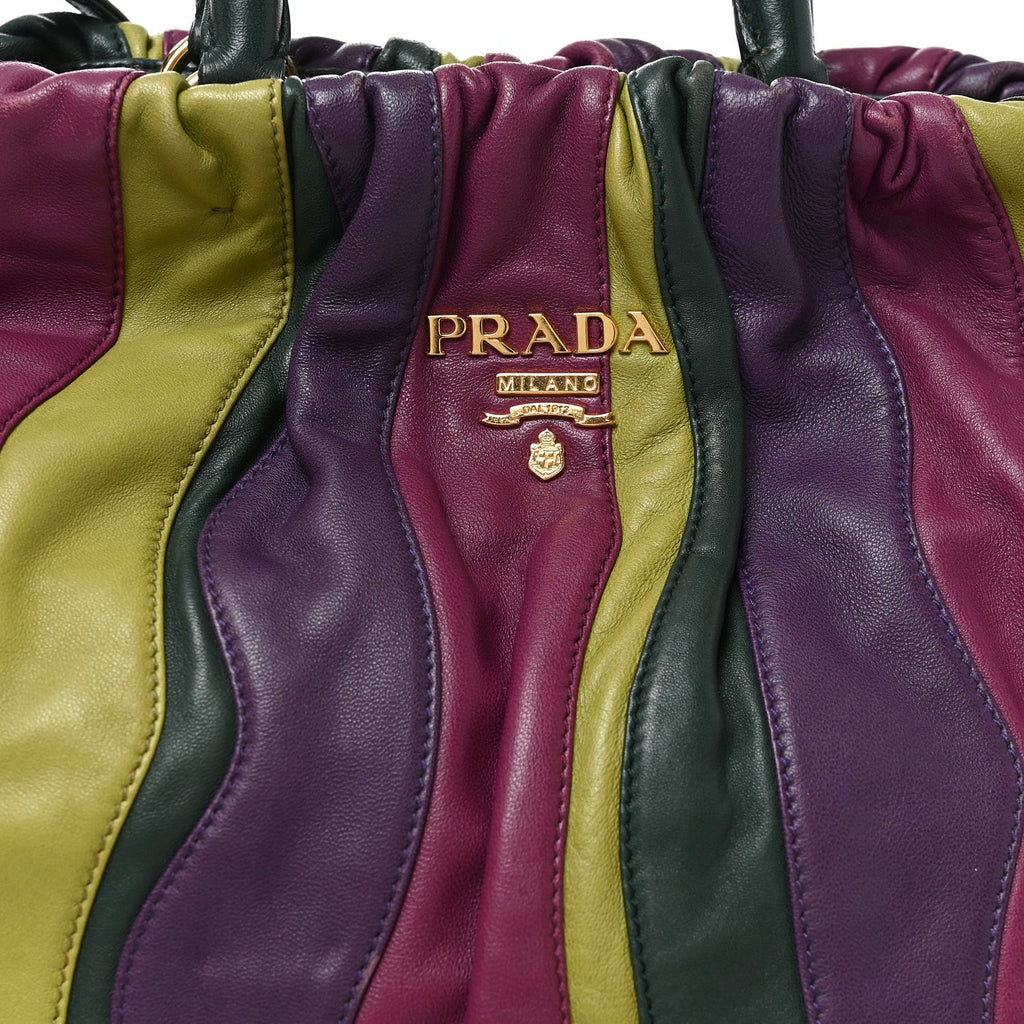 Prada Nappa Trembled Blossoms Stripes Shoulder Bag Viola Alloro