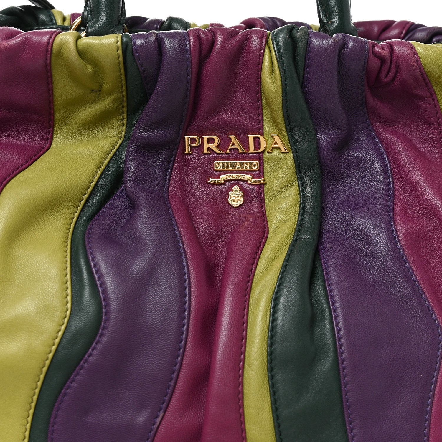 Prada Nappa Trembled Blossoms Stripes Shoulder Bag Viola Alloro