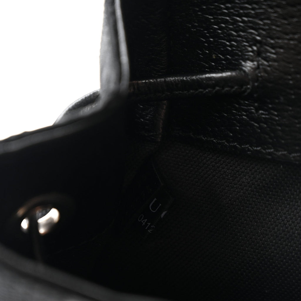 Gucci Monogram Jumbo GG Textured Dollar Calfskin Web Double Buckle Backpack Black