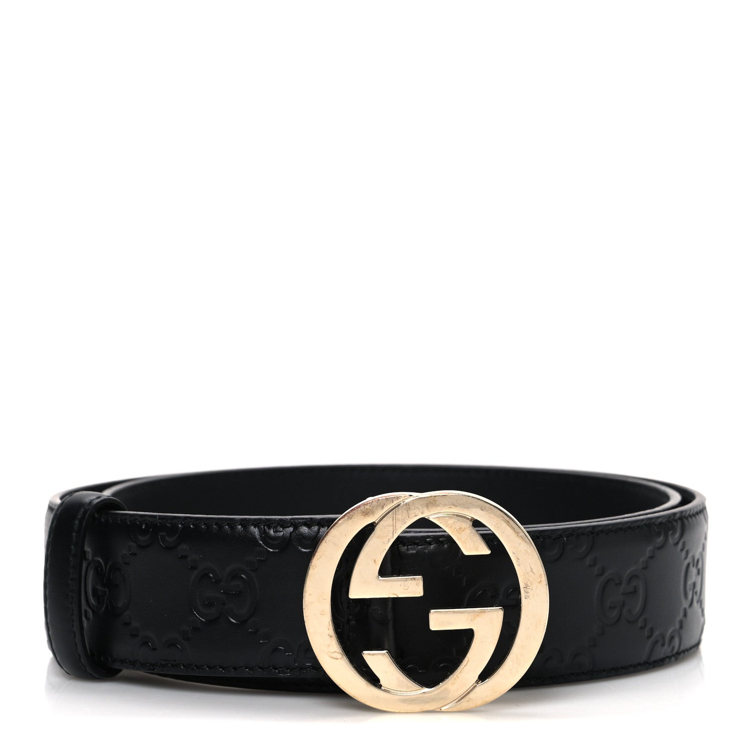 Gucci Calfskin Interlocking G 37mm Belt 85 34 Black