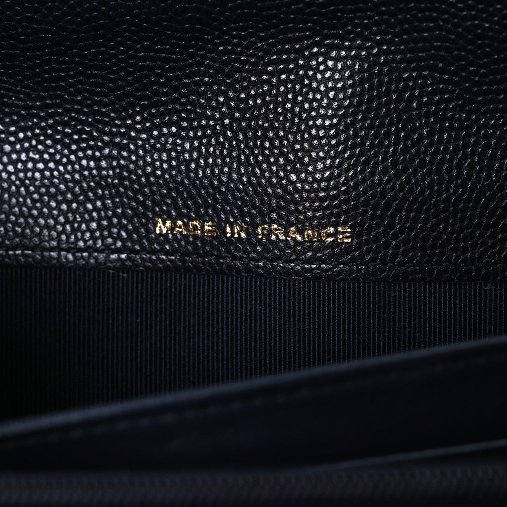 Caviar Quilted Large Gusset Flap Wallet Navy