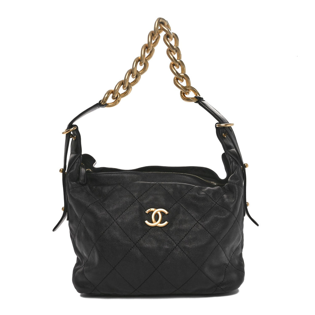 Chanel Calfskin Quilted Daily Hobo Black
