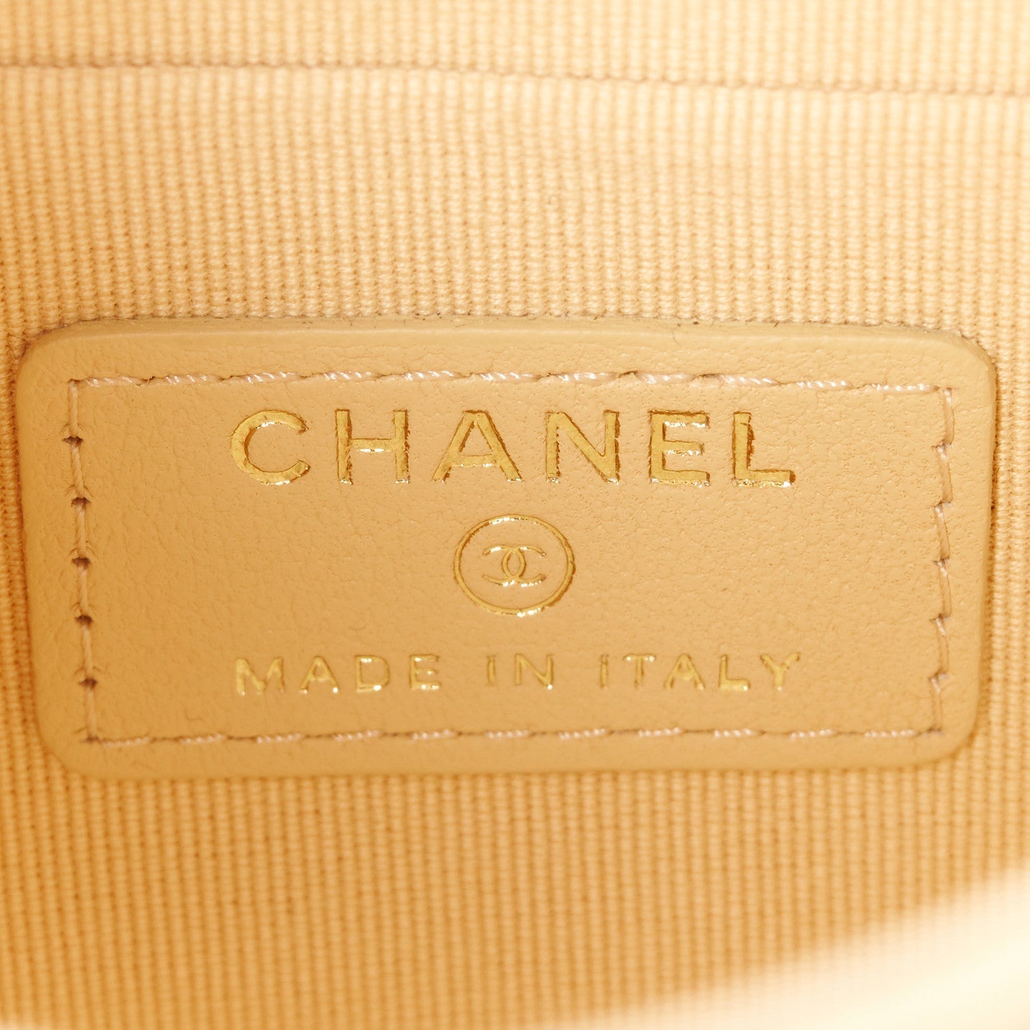 Chanel Lambskin Quilted Pearl Top Handle Flap With Chain Beige