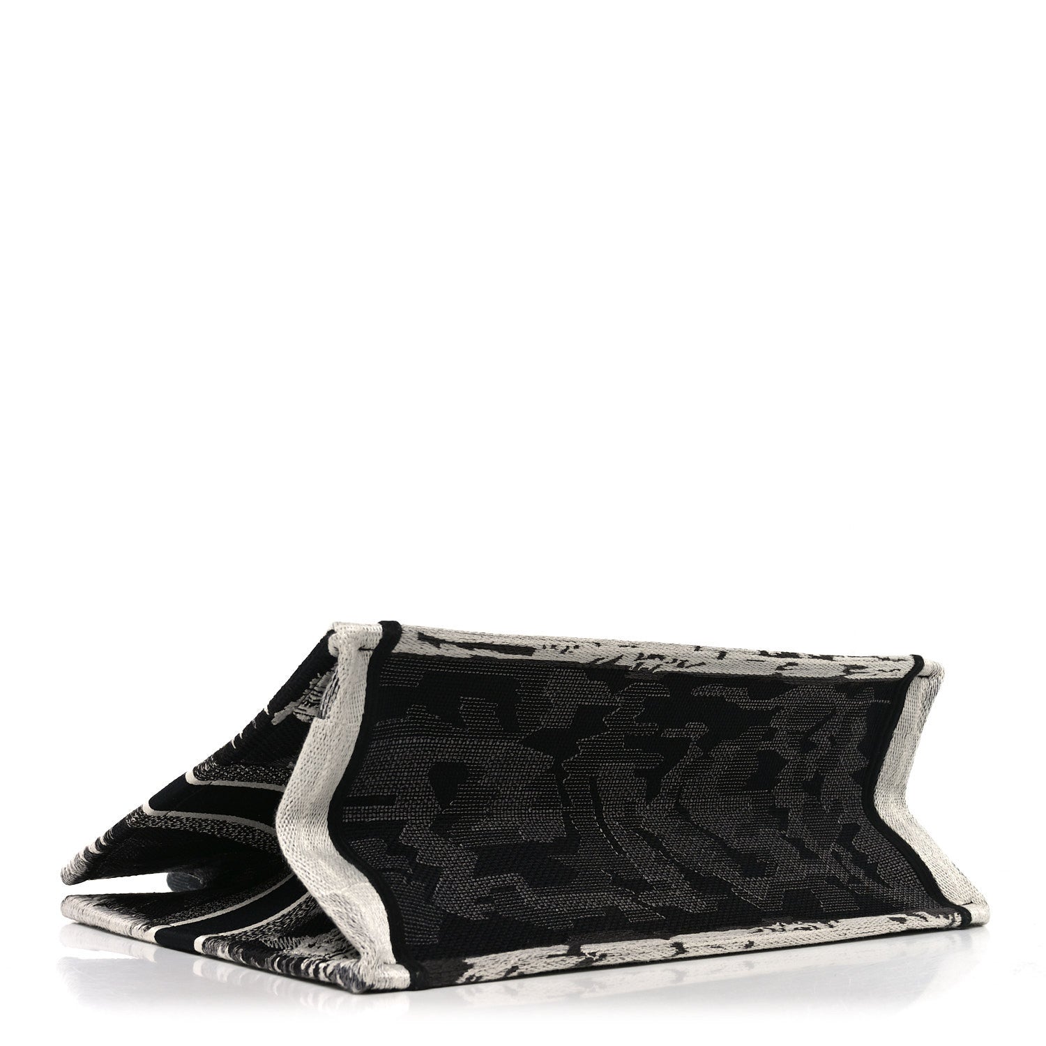 Christian Dior Canvas Embroidered Medium Paris Book Tote Black White