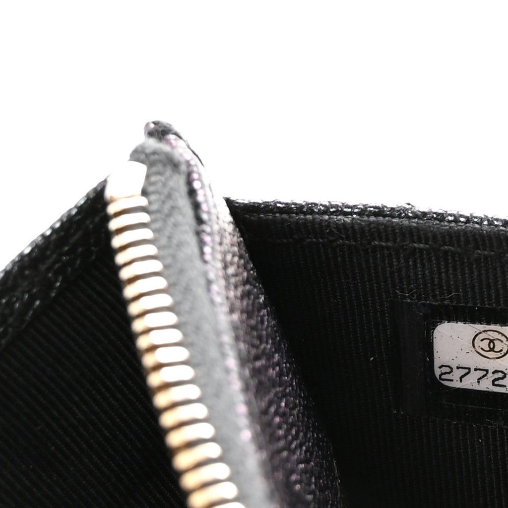 Chanel Iridescent Caviar Quilted Classic Pouch With Handle Black