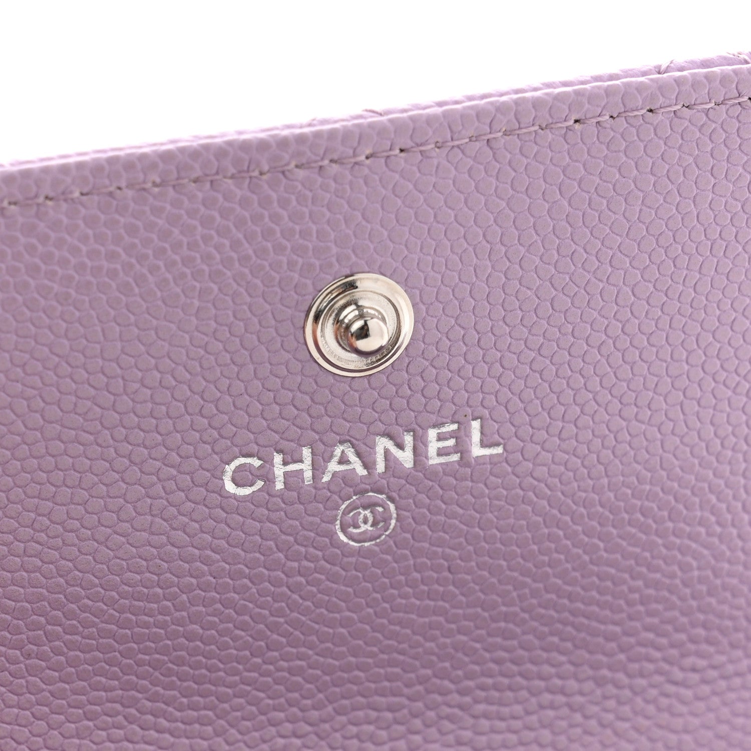Caviar Quilted CC Logo Flap Wallet Light Purple