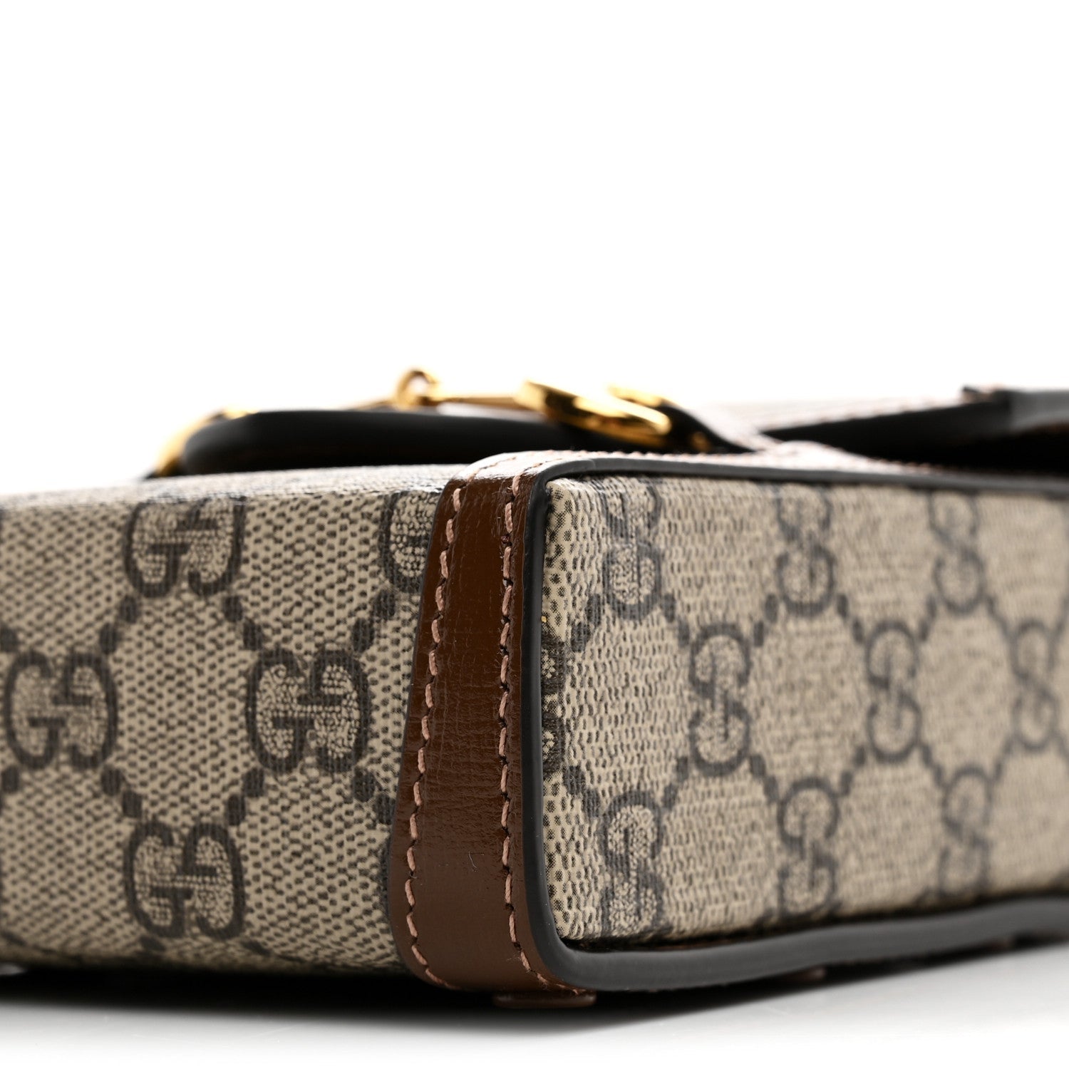 Gucci GG Supreme Monogram Mini Horsebit 1955 Crossbody Bag Beige Brown Sugar