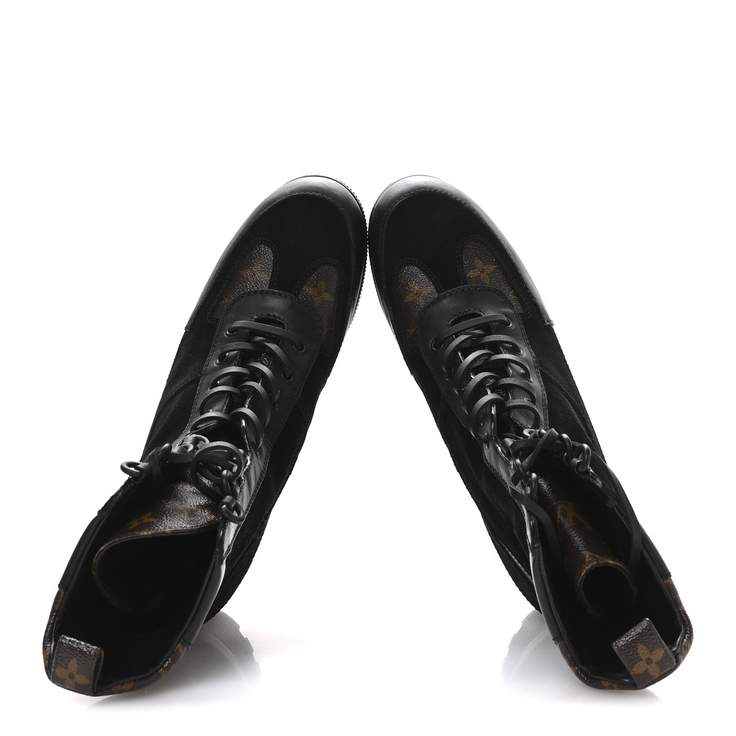 Louis Vuitton Suede Calfskin Monogram Laureate Platform Desert Boots 40.5 Black