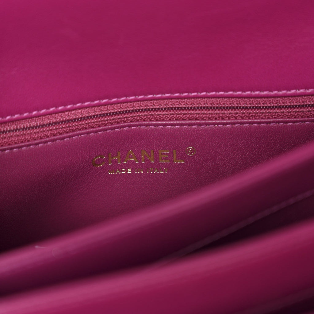Chanel Lambskin Quilted Small Trendy CC Flap Dual Handle Bag Dark Pink
