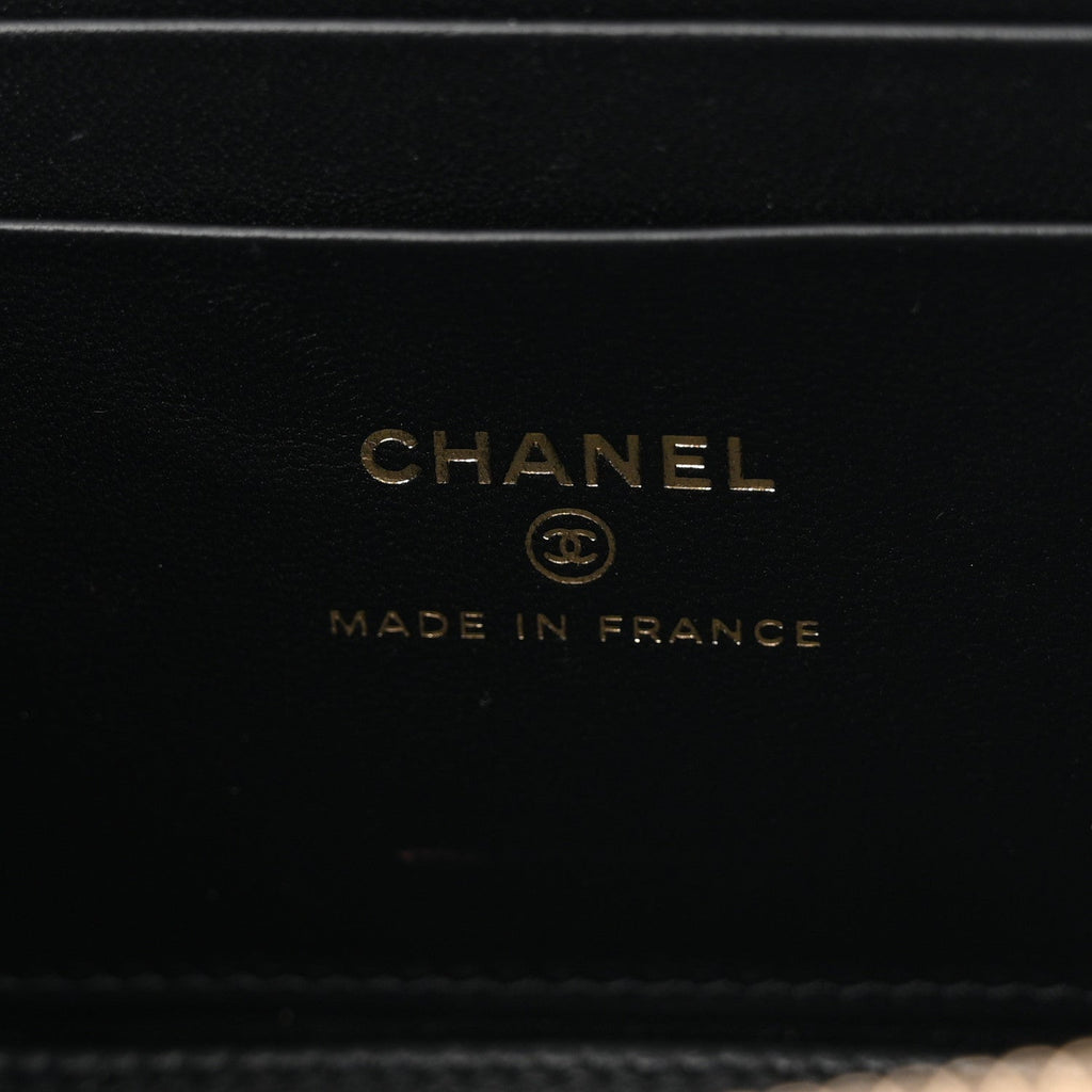 Chanel Lambskin Quilted Small Top Handle Vanity Case With Chain Black