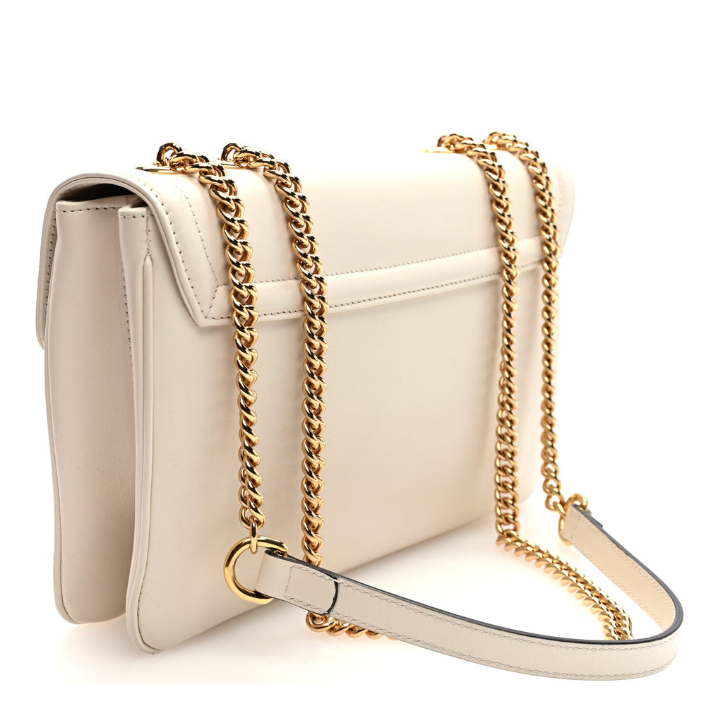 Gucci Vitello Palmellato Lux Crystal Medium Rajah Shoulder Bag Mystic White Multicolor