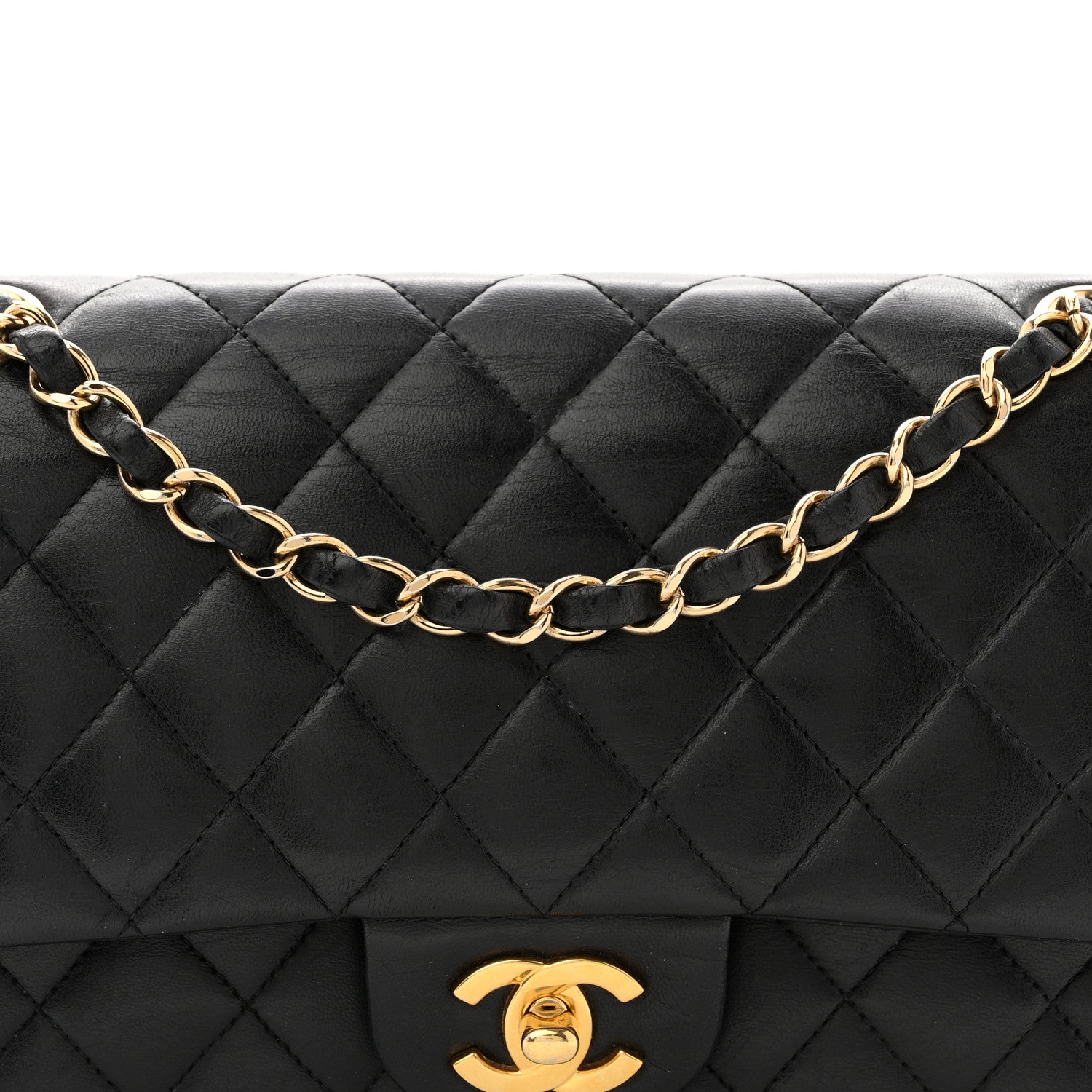 Chanel Lambskin Quilted Medium Double Flap Black