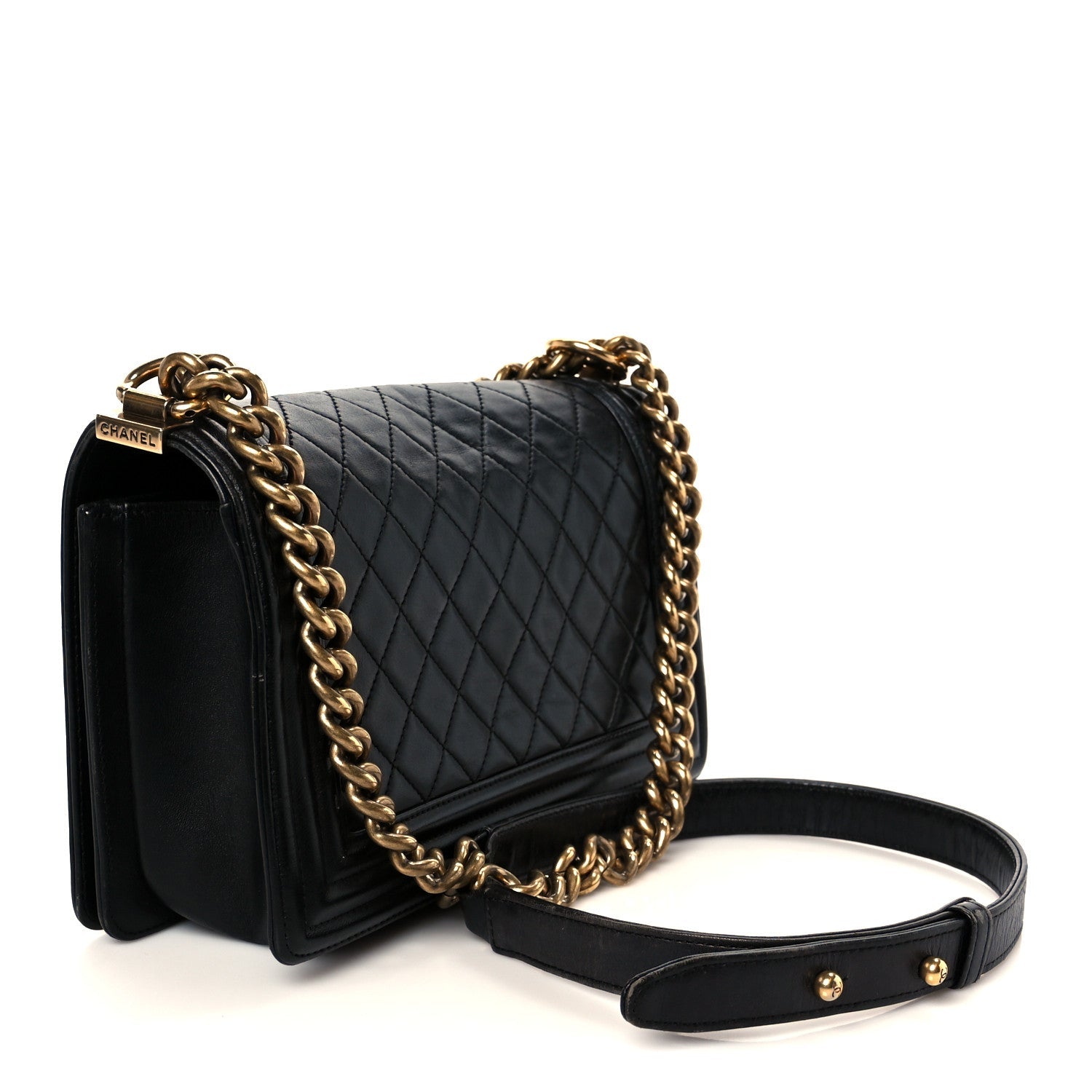 Chanel Lambskin Quilted Medium Boy Flap Black