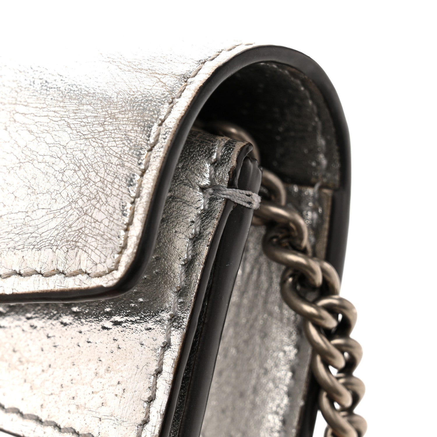 Gucci Metallic Calfskin Super Mini Dionysus Shoulder Bag Silver