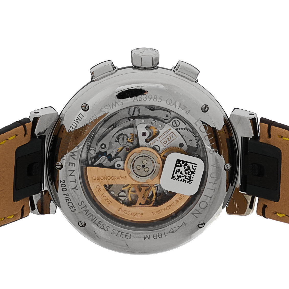 Louis Vuitton Stainless Steel Alligator 41mm Tambour Twenty Chronograph Automatic Watch Brown