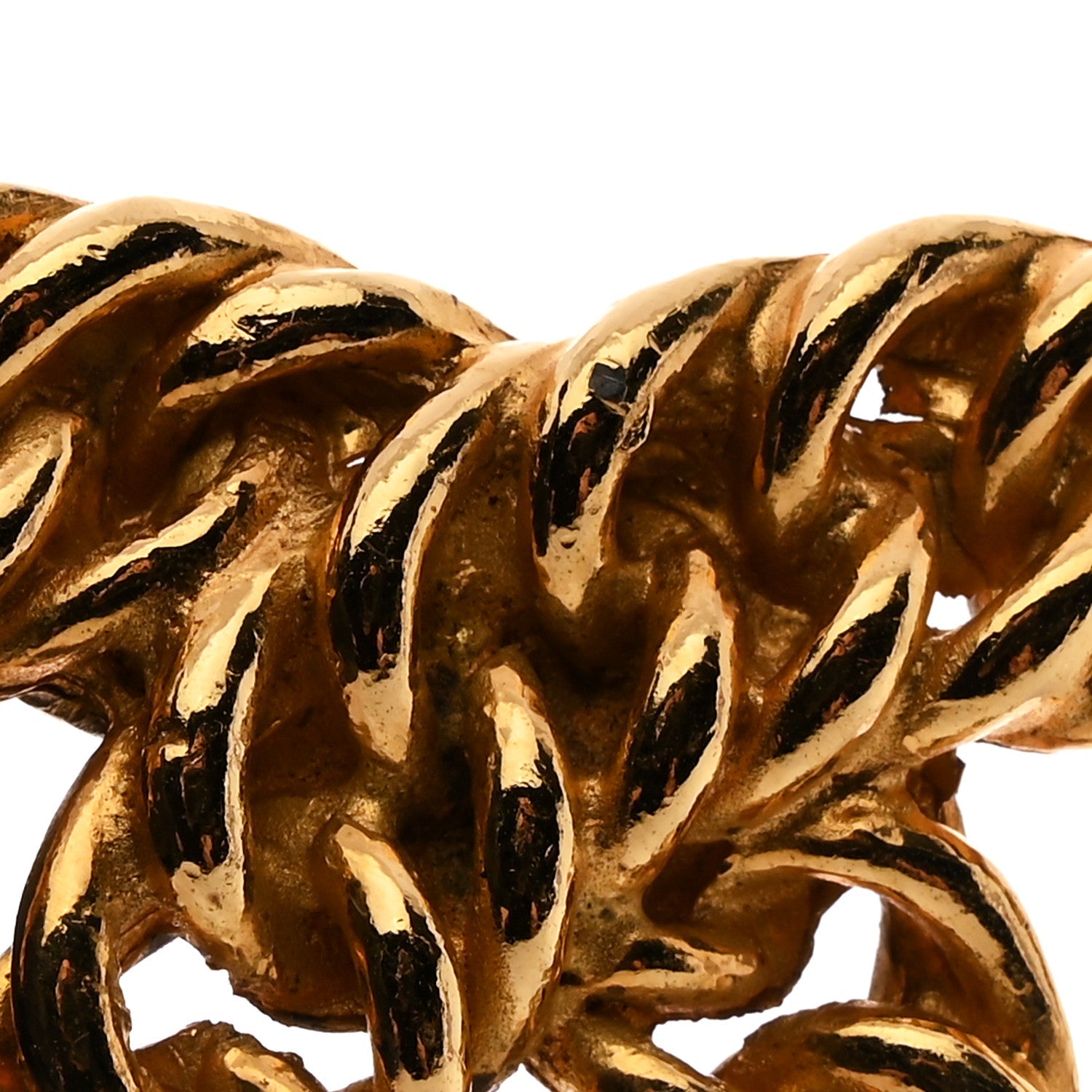 Metal Chain CC Brooch Gold