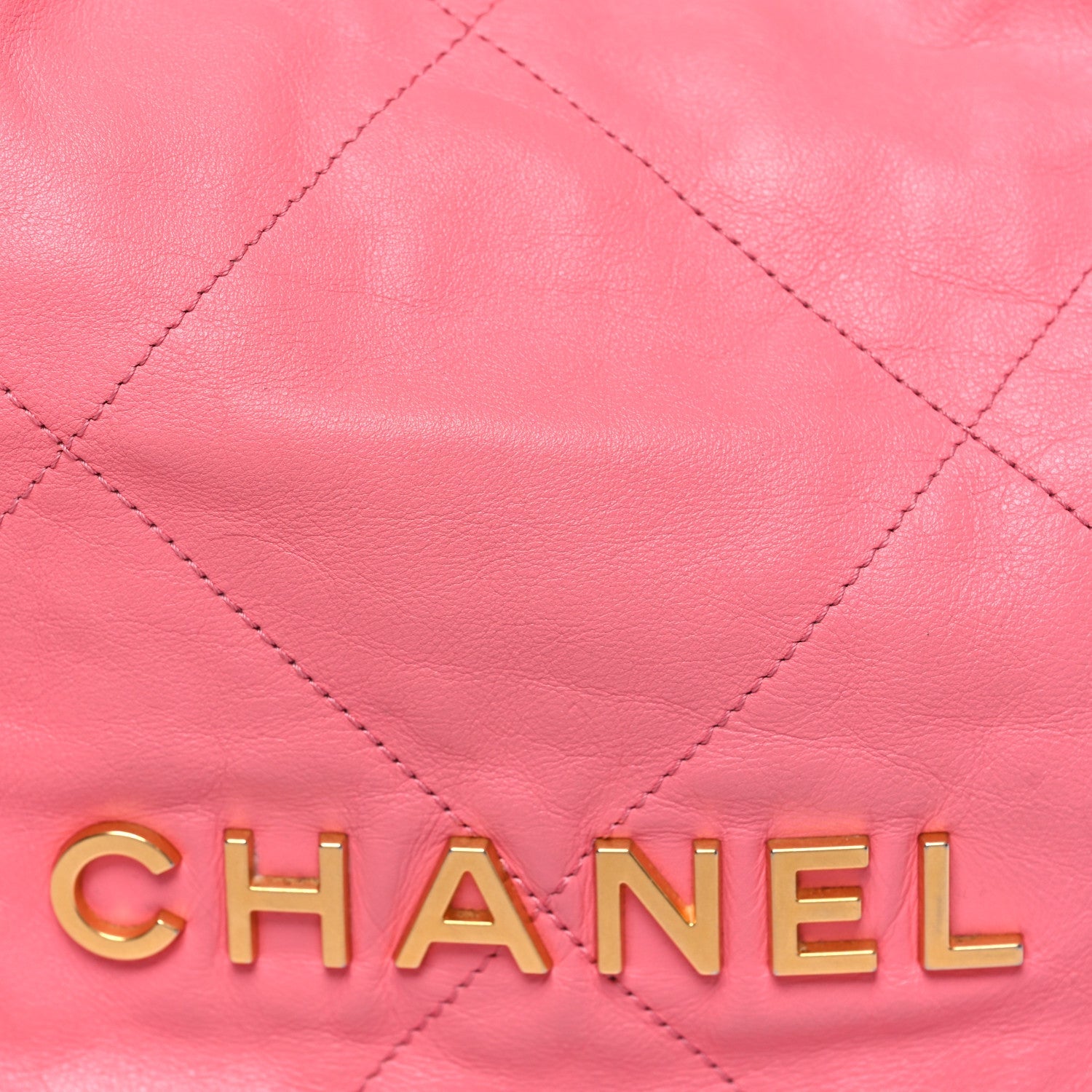 Chanel Shiny Calfskin Quilted Chanel 22 Drawstring Bag Coral Pink