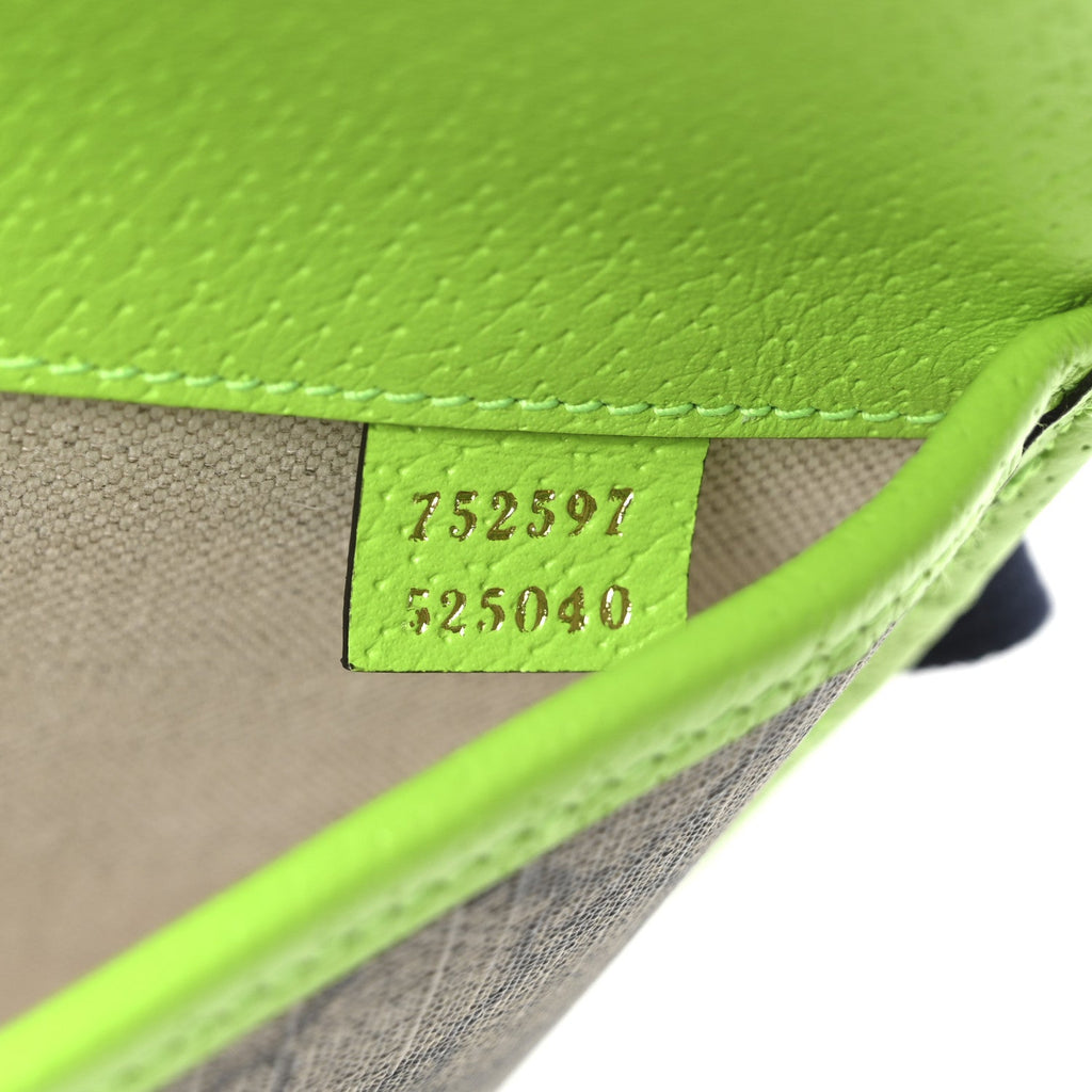 Gucci GG Supreme Monogram Web Small Ophidia Belt Bag Beige Ebony Electric Green