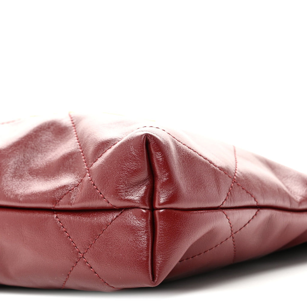 Chanel Shiny Calfskin Quilted Mini Chanel 22 Dark Burgundy