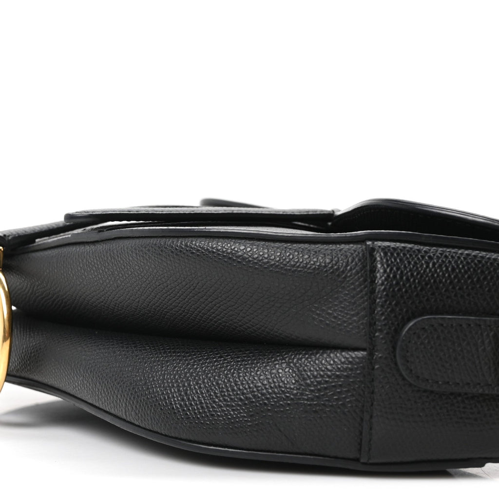 Christian Dior Grained Calfskin Saddle Bag Black