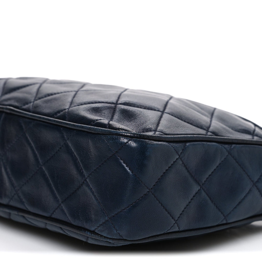 Chanel Lambskin Quilted CC Tassel Camera Case Navy