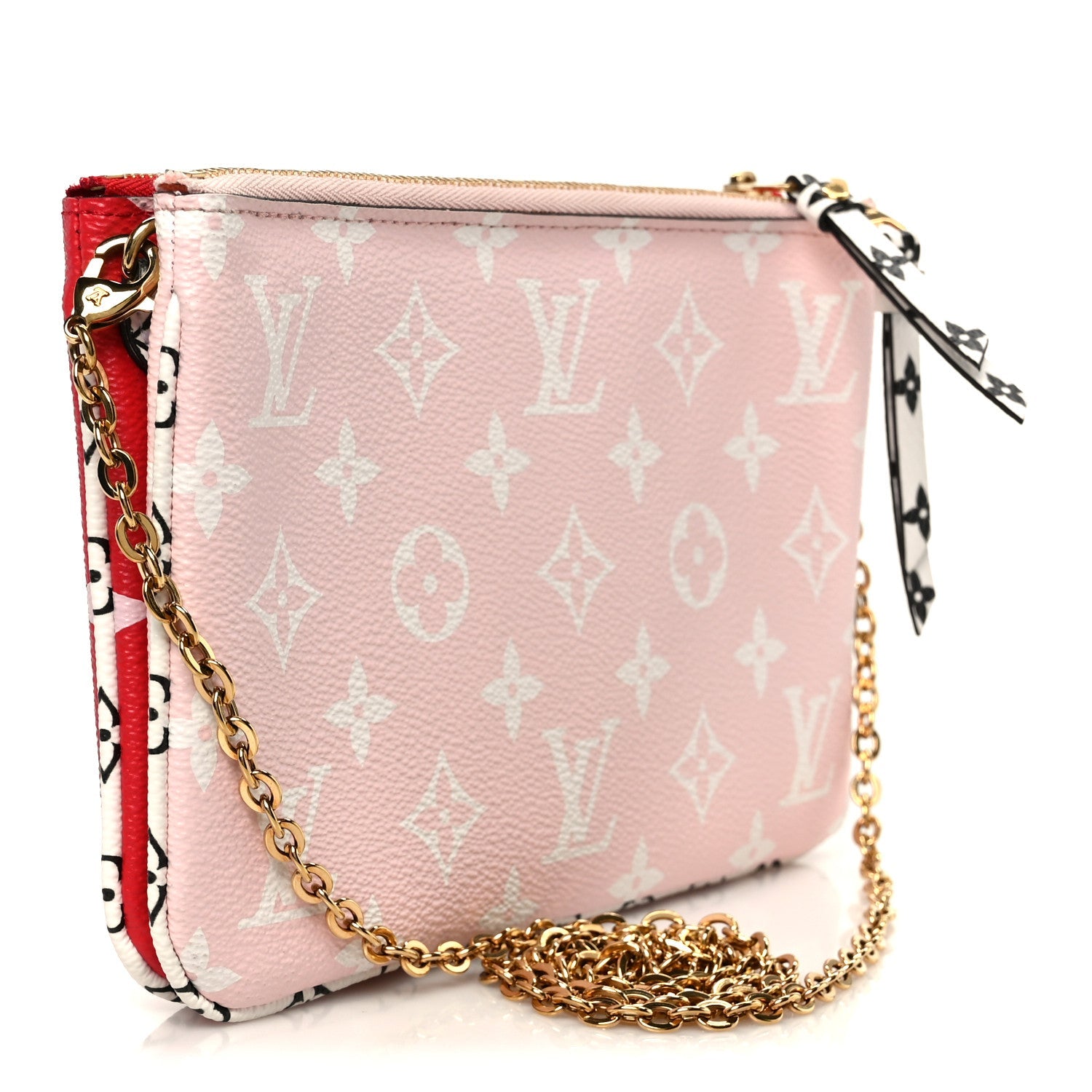 Louis Vuitton Monogram Giant Double Zip Pochette Rouge
