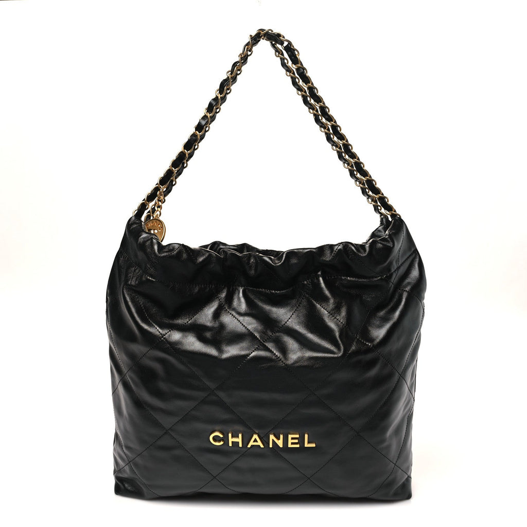 Chanel Shiny Calfskin Quilted Chanel 22 Black