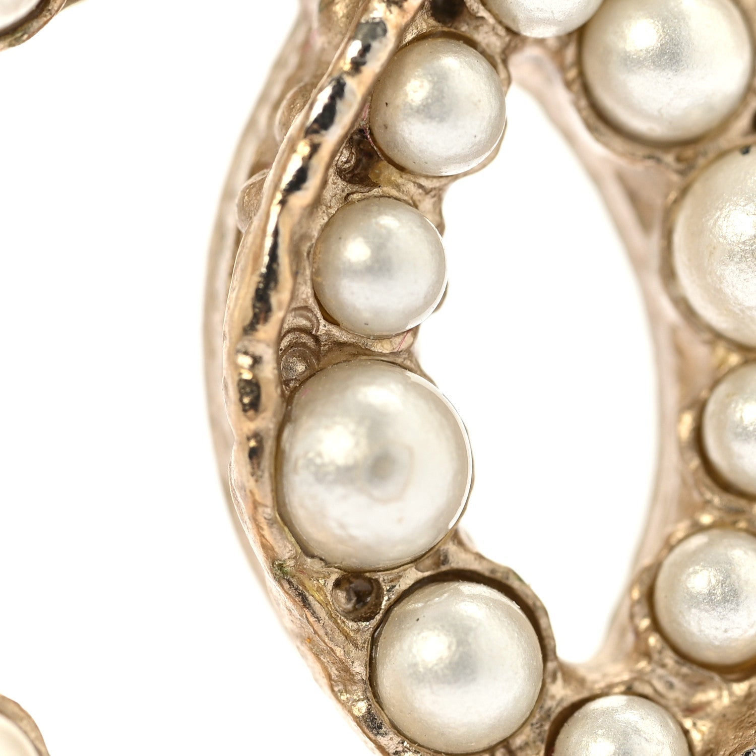 Pearl CC Pendant Necklace Light Gold
