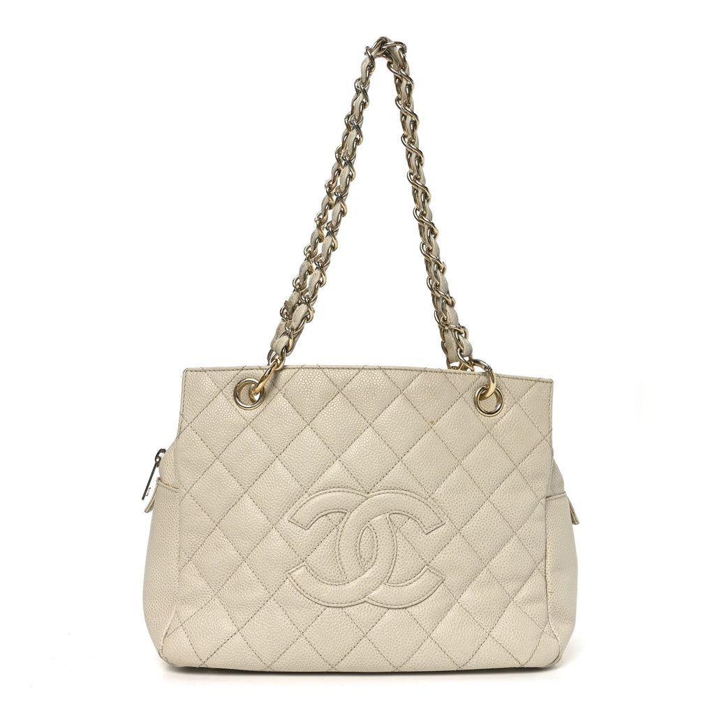 Chanel Caviar Quilted Petit Timeless Tote PTT Beige
