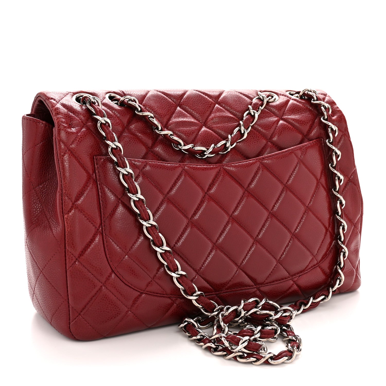 Chanel Caviar Quilted Jumbo Double Flap Dark Red