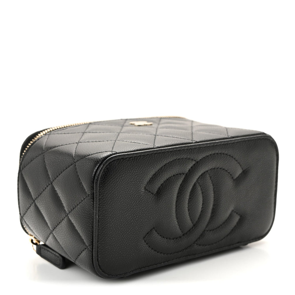 Chanel Caviar Quilted Small Vanity Case With Chain Black