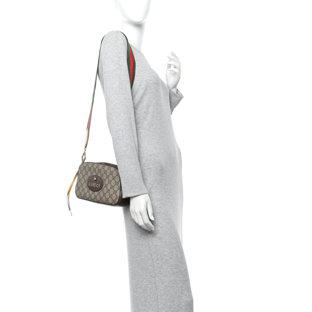 Gucci GG Supreme Monogram Web Neo Vintage Shoulder Bag Beige New Acero Crop