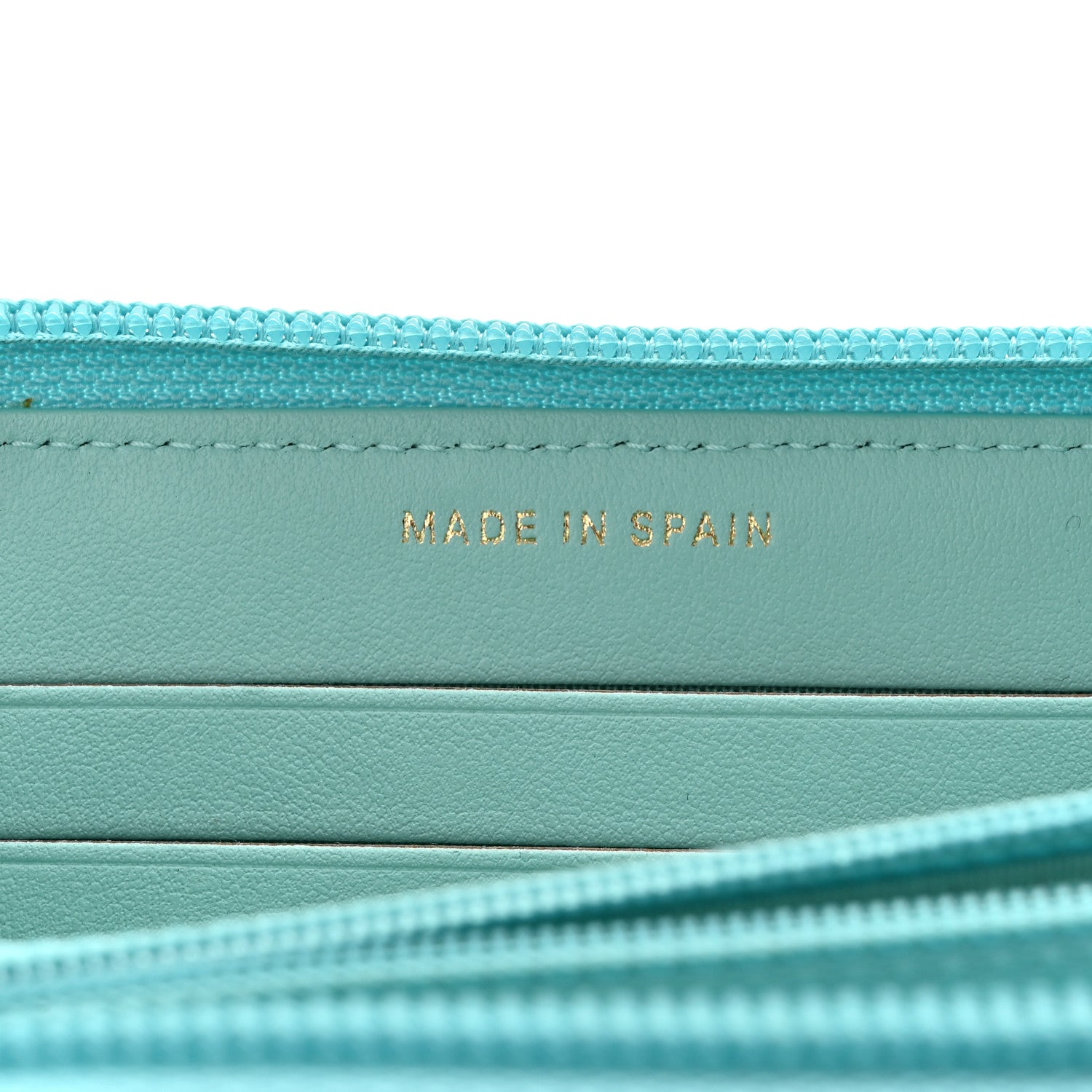 Caviar Quilted Small Boy Zip Around Wallet Light Blue